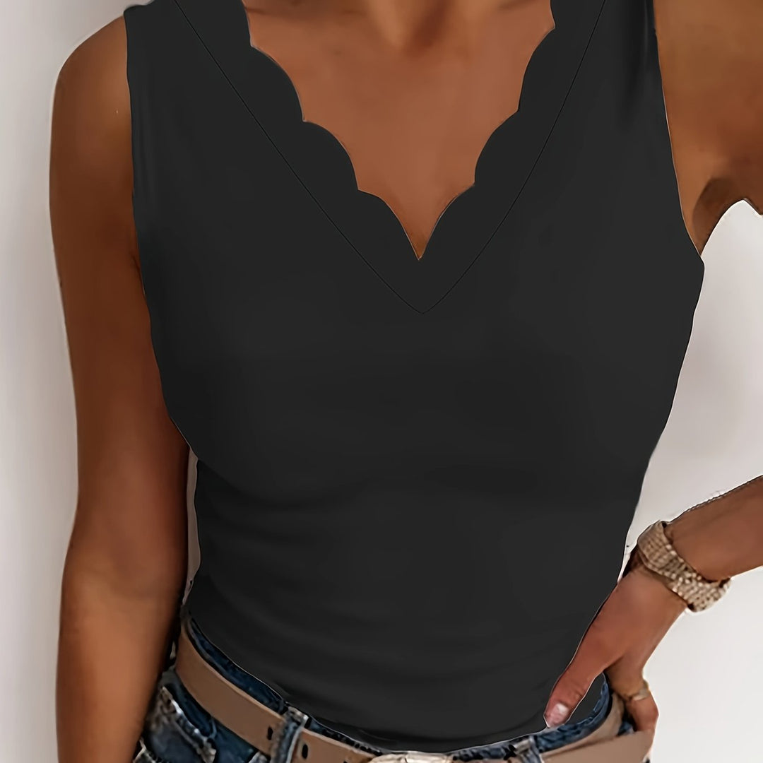 EB | Tank Top mit V-Ausschnitt und Wellenschliff Stilvoll und Bequem für Den Sommer