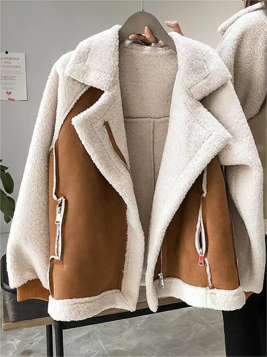 EB | Oversized Veganes Wildlederjacke mit Reverskragen