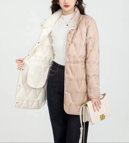 EB | Mock-Snap-Button Gesteppte Pufferjacke