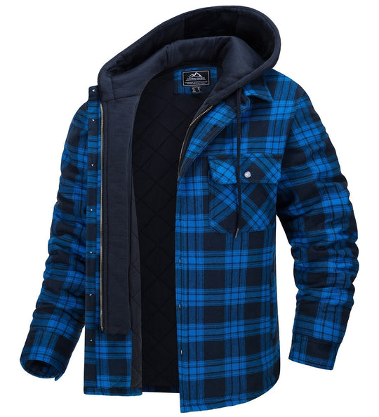 EB | Kariertes Herren Hoodie-Weste mit warmer Fütterung