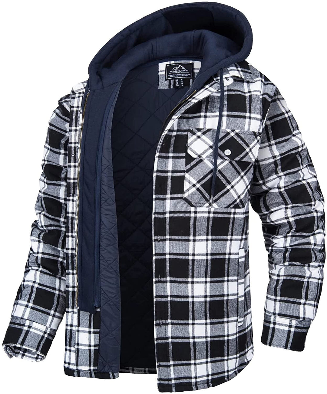 EB | Kariertes Herren Hoodie-Weste mit warmer Fütterung