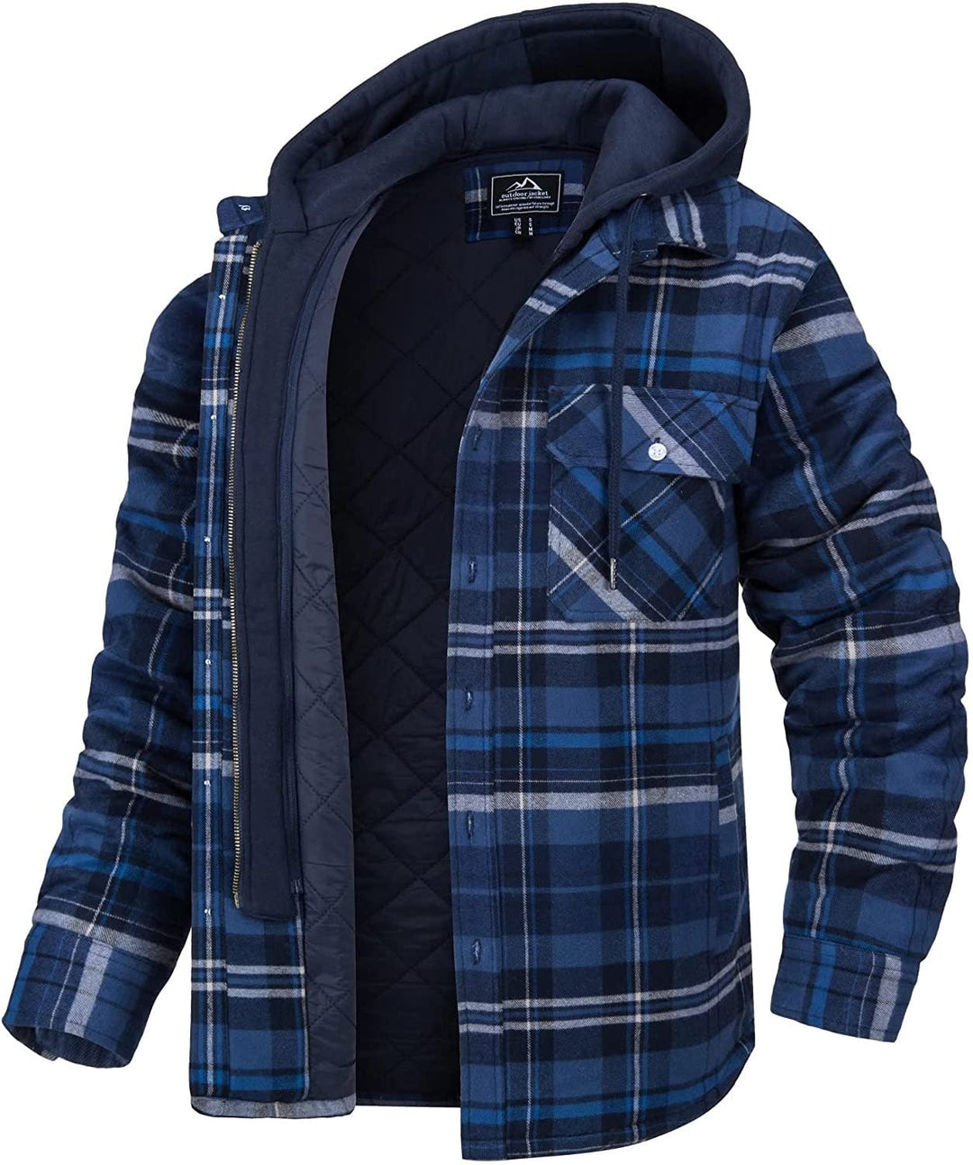 EB | Kariertes Herren Hoodie-Weste mit warmer Fütterung