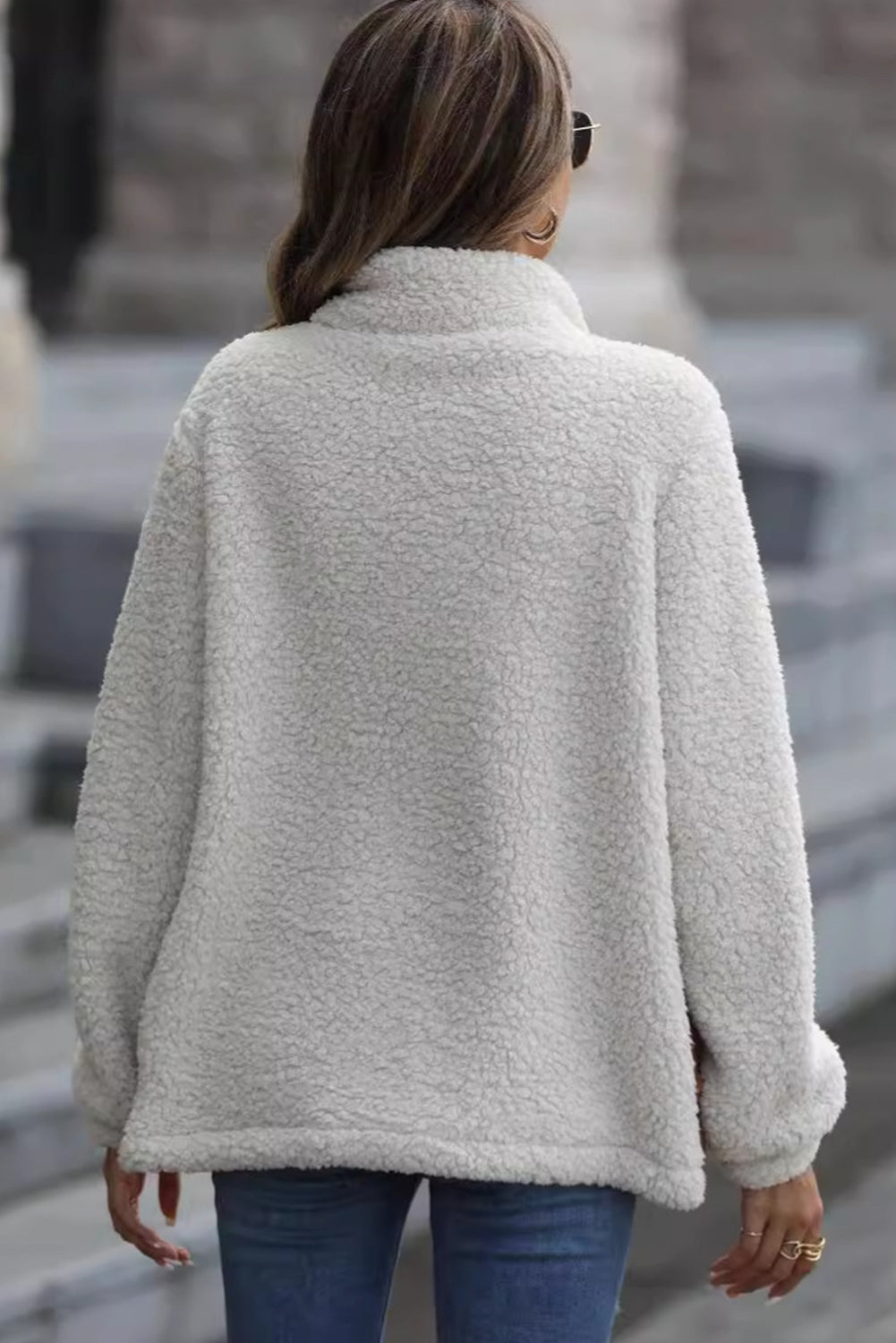 EB | Zip-Jacke mit Stehkragen aus Sherpa mit Leoparden-Patches