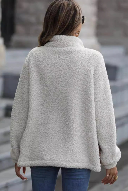EB | Zip-Jacke mit Stehkragen aus Sherpa mit Leoparden-Patches
