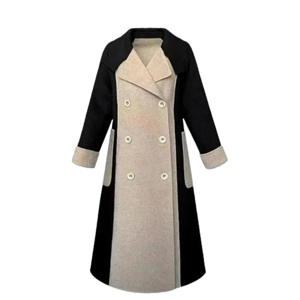 EB | Stilvolle Damen Woll Patchwork Trenchmantel