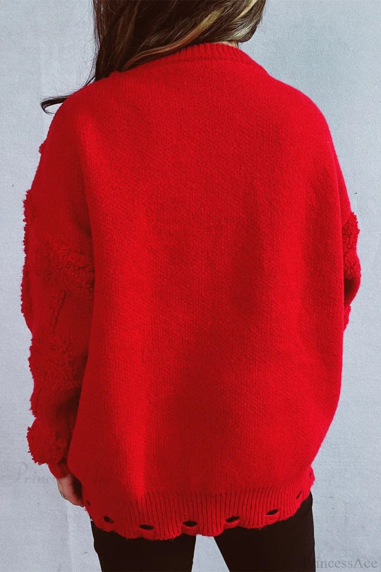 EB | Weihnachten 3D Baum Perle Solid Flocked Pullover
