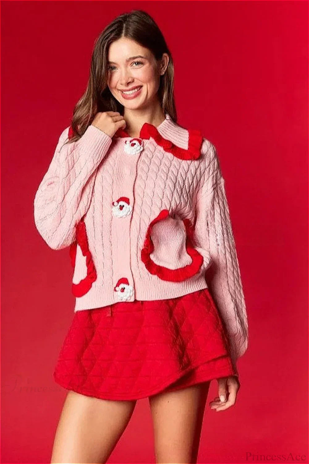 EB | Weihnachten Süße Puppenkragen Rüsche Freizeitpullover