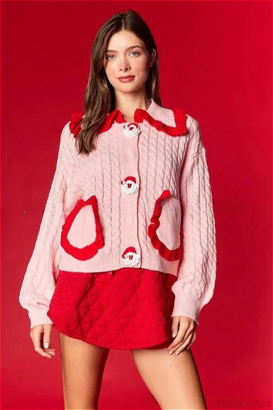 EB | Weihnachten Süße Puppenkragen Rüsche Freizeitpullover