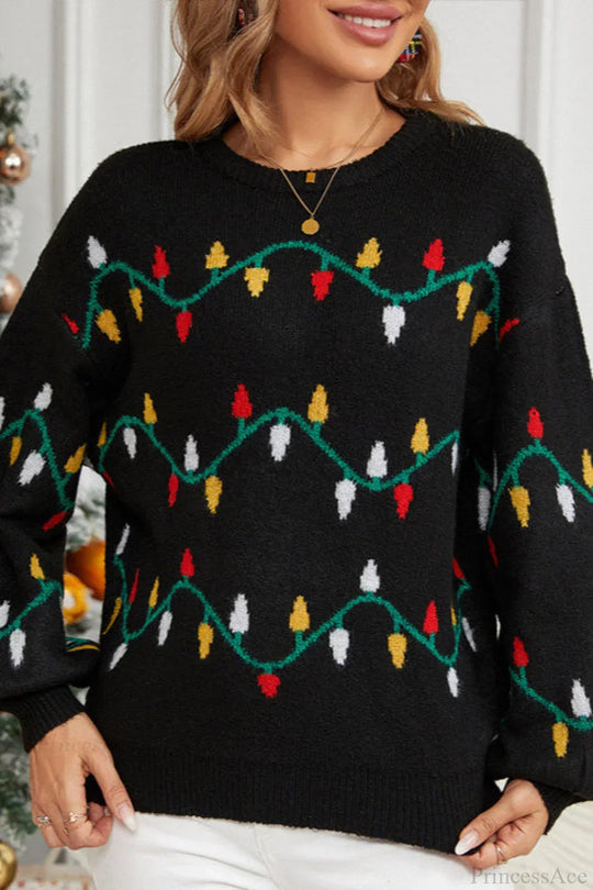 EB | Weihnachtslicht Süßer lockerer Pullover Strickpullover