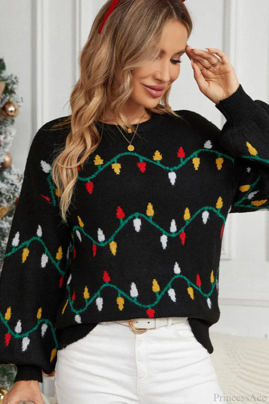 EB | Weihnachtslicht Süßer lockerer Pullover Strickpullover