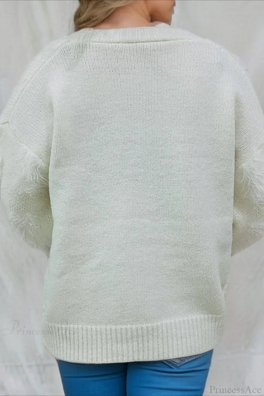 EB | Weihnachten Mink Fleece 3D Trim Einreiher Cardigan Sweater