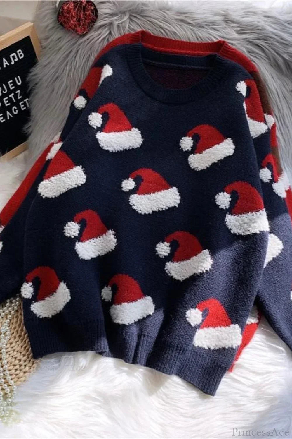 EB | Weihnachtsstrumpf Schneeflocke Lockere Pullover