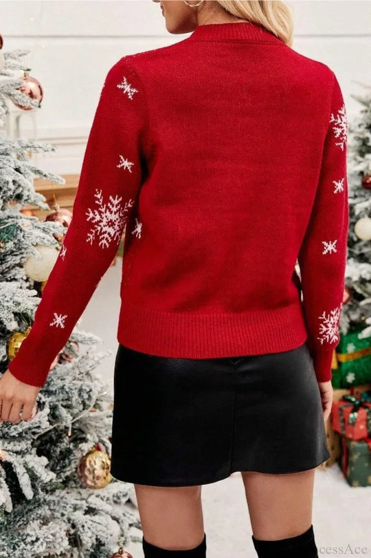 EB | Weihnachtsbaum Schneeflocke Runder Hals Pullover