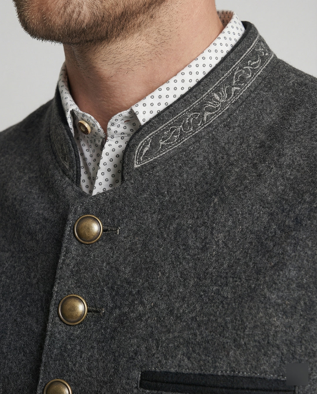 EB - Elegante Herren Trachtenweste Grau Traditionell