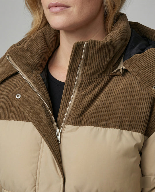 EB | Casuale Kapuzenjacke mit Puffern und Farbblockdesign