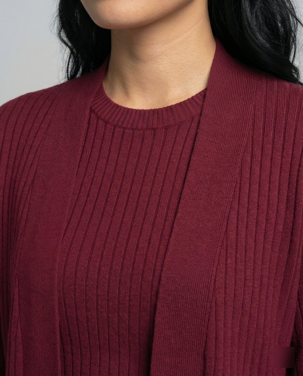 Damen Strick-Loungewear Set mit langen Ärmeln und praktischen Taschen EB