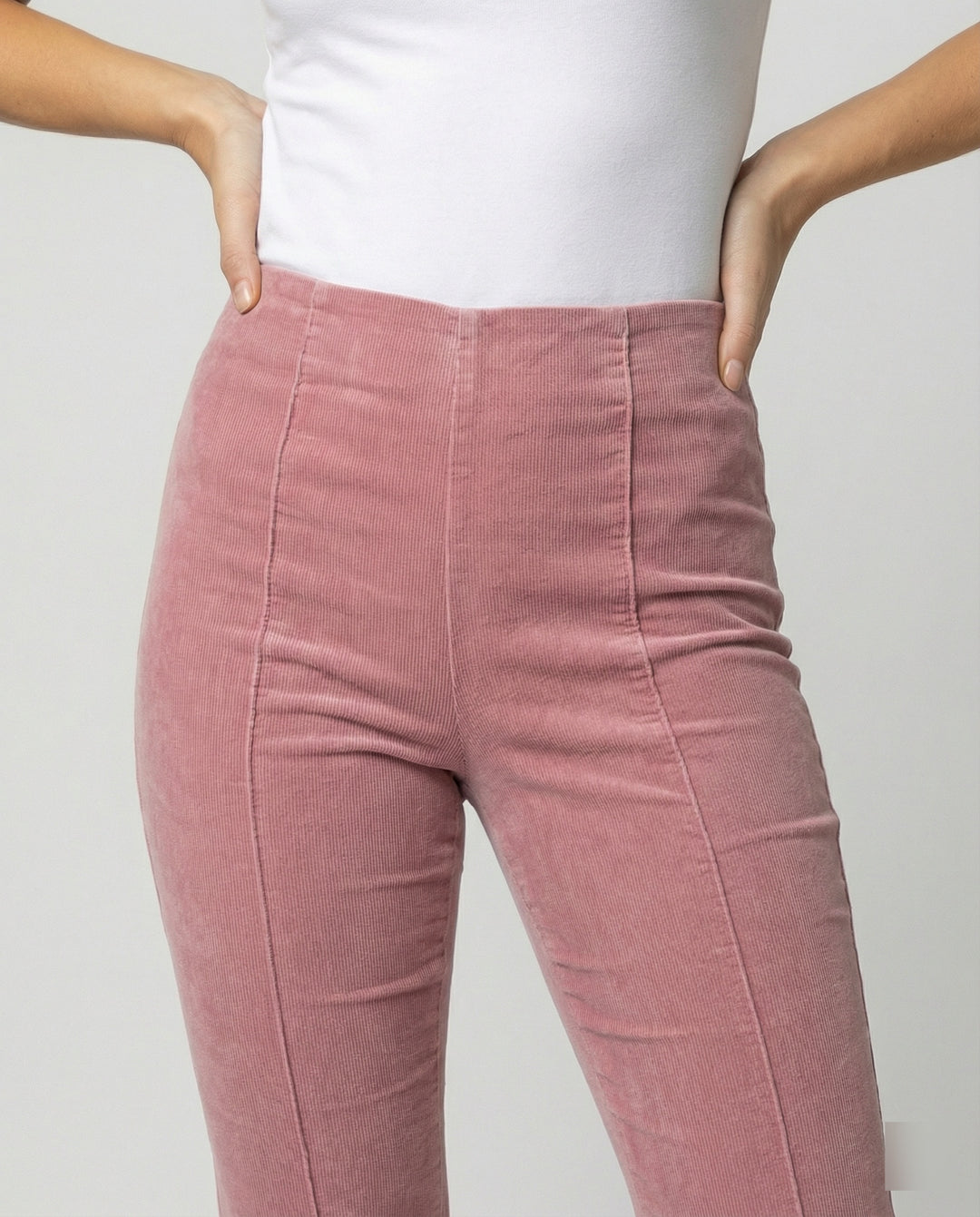 Damen Flared Cord-Hose mit hohem Bund und weichem Material EB