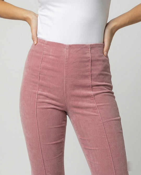 Damen Flared Cord-Hose mit hohem Bund und weichem Material EB