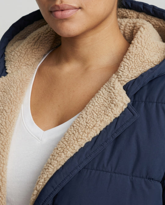 Damen lange, gefütterte Winterjacke mit Fleece-Futter EB