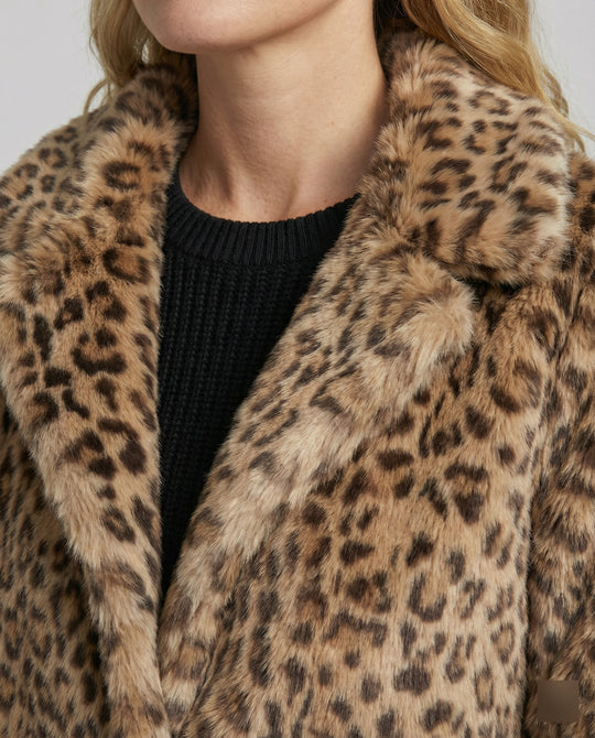 EB | Mantel - Kunstpelz - Oversized Fit - Reverskragen - Leopardenprint