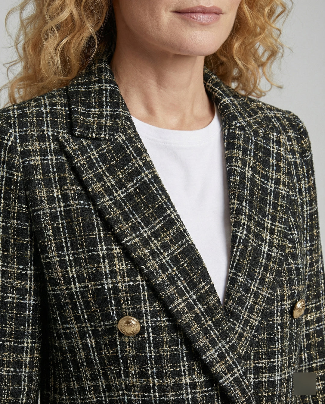 Damen Tweed-Blazer mit Doppelknopfleiste
