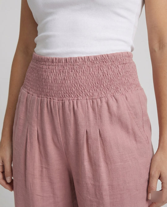Damen Luftige Leinenhose mit elastischem Bund und Weitschnitt EB