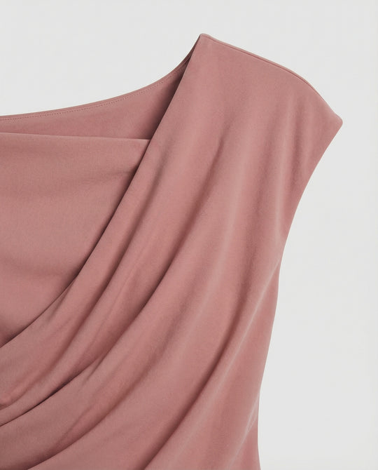 Damen Elegantes Drapiertes Oberteil mit asymmetrischem Schnitt EB