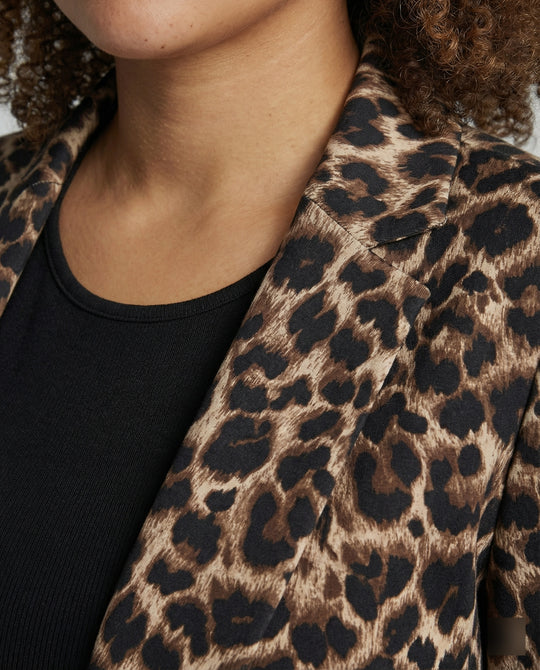 Damen Modischer Blazer im Leo-Design mit schlankem Schnitt EB