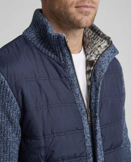 Herren Hybridjacke mit Kunstleder-Elementen