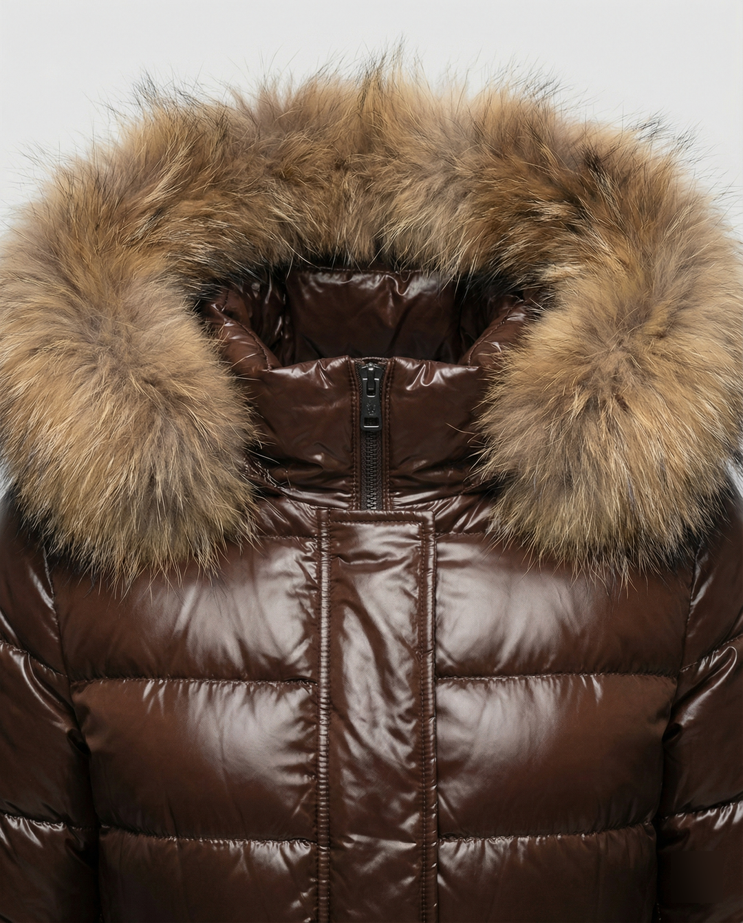 Damen Winterdaunenjacke mit abnehmbarer Kapuze und luxuriösem Fellkragen EB