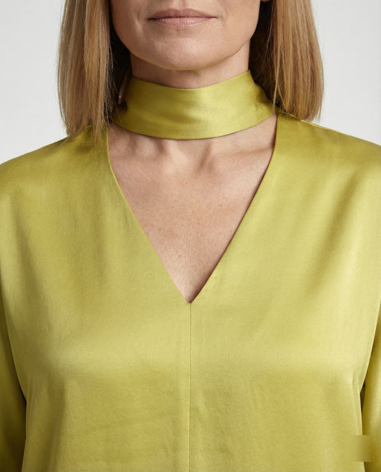 Damen Satinbluse elegant mit Stehkragen
