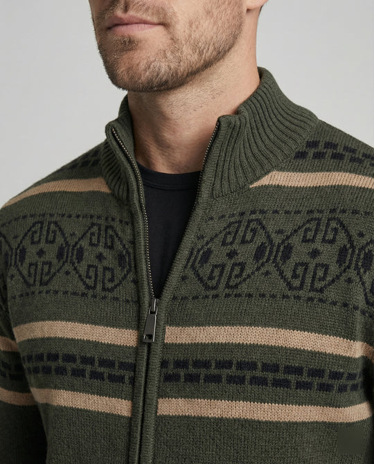 Herren Strickjacke mit modernem Zipper-Design und Muster EB