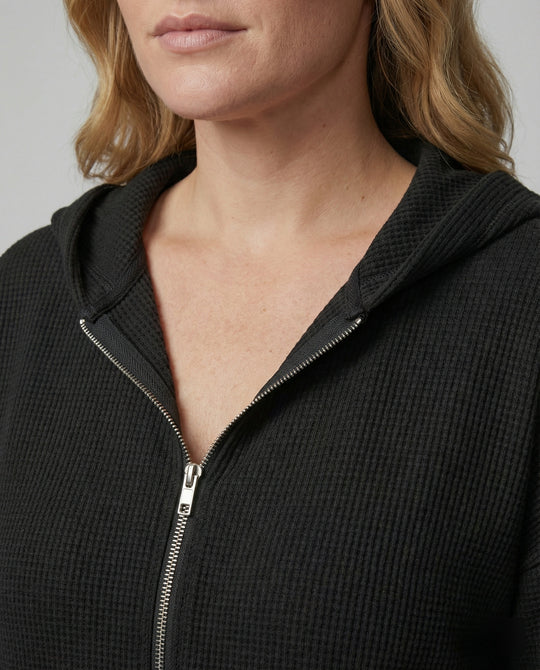 Damen lässige Waffle-Hoodie Jacke mit Reißverschluss EB