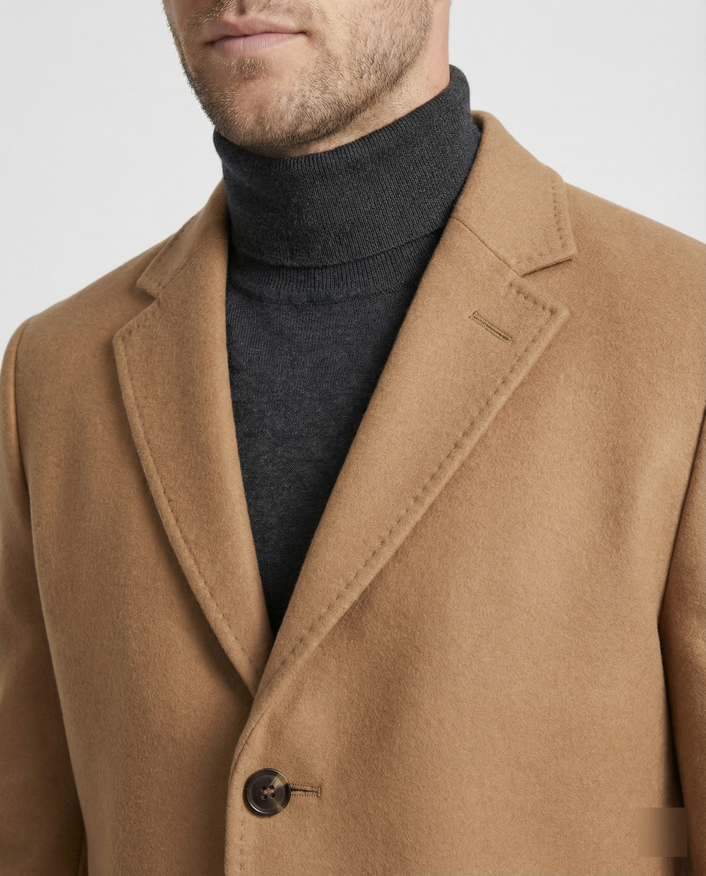 Herren eleganter Wollmantel mit klassischem Revers und praktischen Taschen EB