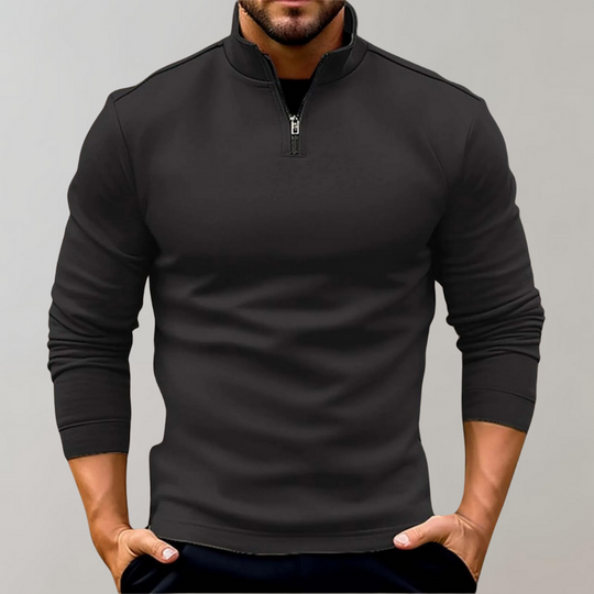 EB | Bequemer Herren-Reißverschluss-Pullover mit niedrigem Kragen