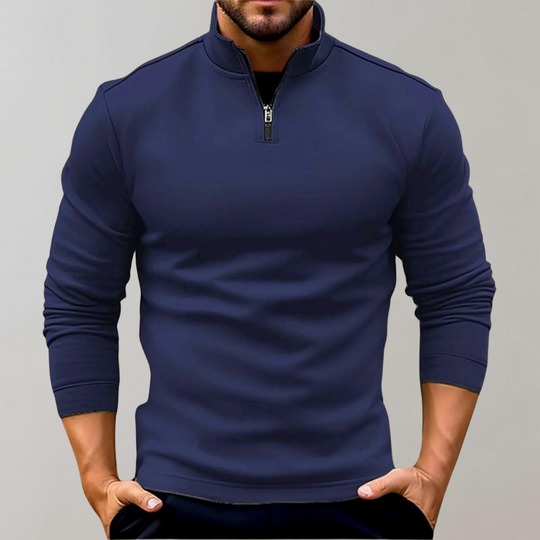 EB | Bequemer Herren-Reißverschluss-Pullover mit niedrigem Kragen