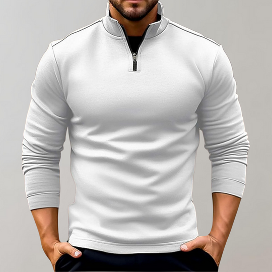 EB | Bequemer Herren-Reißverschluss-Pullover mit niedrigem Kragen