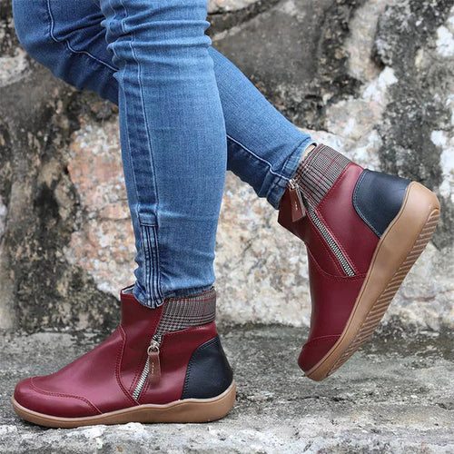 Lässige DamenStiefeletten Mit Reißverschluss Damen EB