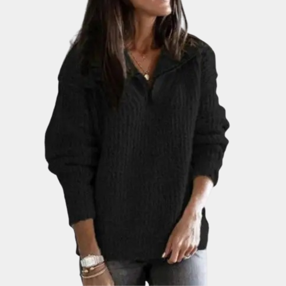 EB | Bequemer Damen-Pullover mit Halbreißverschluss