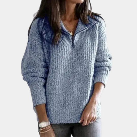 EB | Bequemer Damen-Pullover mit Halbreißverschluss