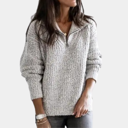 EB | Bequemer Damen-Pullover mit Halbreißverschluss