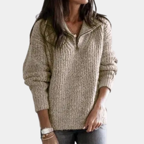 EB | Bequemer Damen-Pullover mit Halbreißverschluss