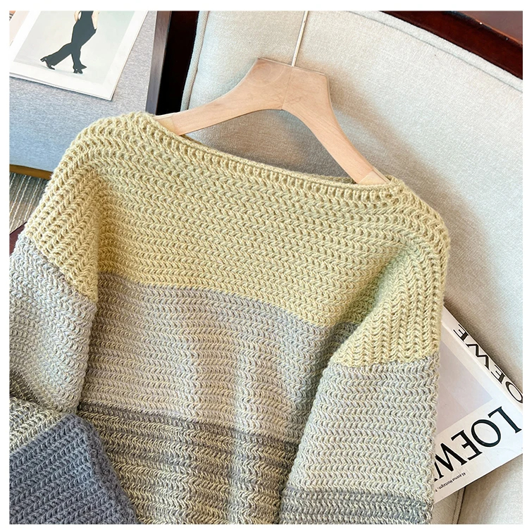 EB | Gemütlicher Plus Size Fauler Tag Patch Farb Sweater