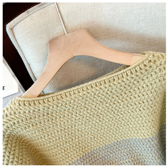 EB | Gemütlicher Plus Size Fauler Tag Patch Farb Sweater