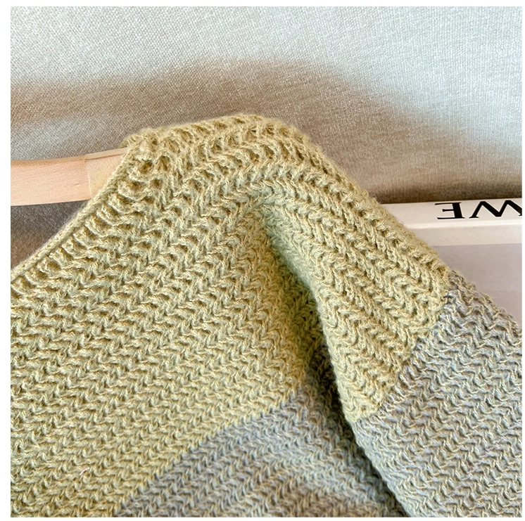 EB | Gemütlicher Plus Size Fauler Tag Patch Farb Sweater