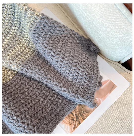 EB | Gemütlicher Plus Size Fauler Tag Patch Farb Sweater