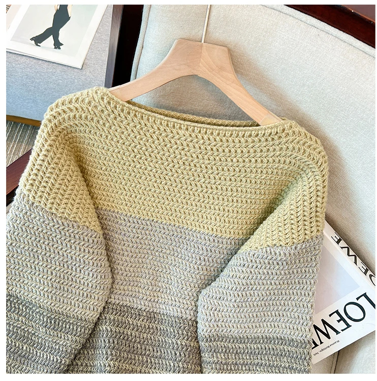 EB | Gemütlicher Plus Size Fauler Tag Patch Farb Sweater