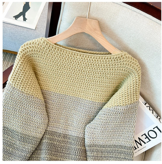 EB | Gemütlicher Plus Size Fauler Tag Patch Farb Sweater