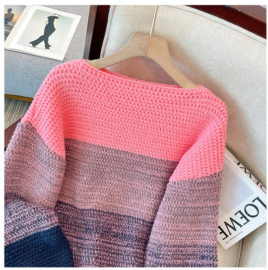 EB | Gemütlicher Plus Size Fauler Tag Patch Farb Sweater