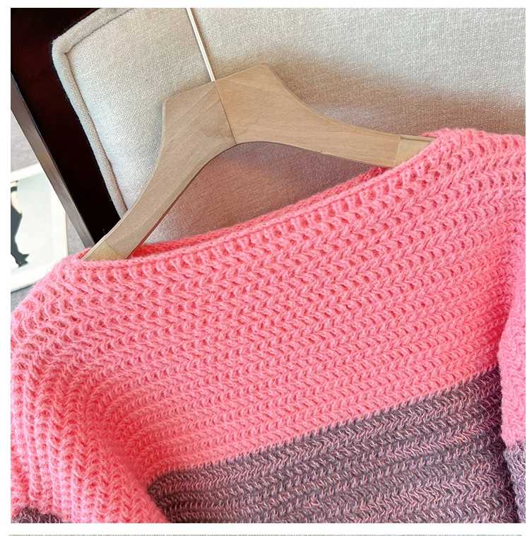 EB | Gemütlicher Plus Size Fauler Tag Patch Farb Sweater